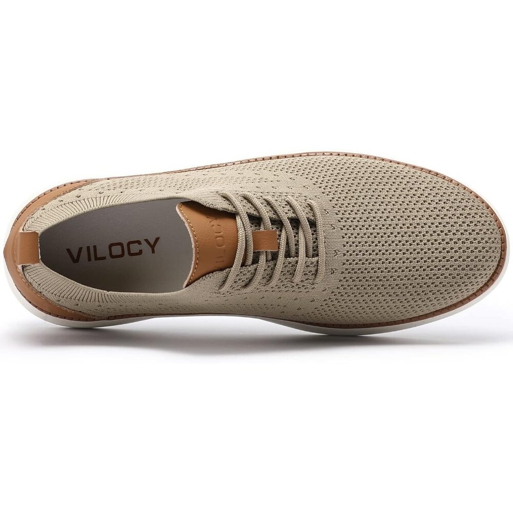 ⚡Men's Khaki Oxfords Business Mesh Breathable Tennis Comfortable Walking Shoes - Picture 3 of 8